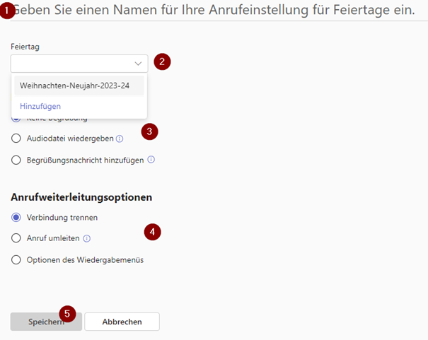 Namen für Anrufeinstellungen festlegen